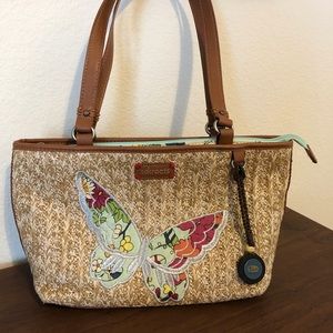 Sakroots Artist Circle Straw Small Satchel Bag